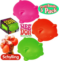 Schylling NeeDoh Cool Cats The Groovy Glob! Squishy, Squeezy, Stretchy Stress Balls ASSORTED COLORS - 3 Pack