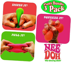 Schylling NeeDoh Cool Cats The Groovy Glob! Squishy, Squeezy, Stretchy Stress Balls ASSORTED COLORS - 3 Pack