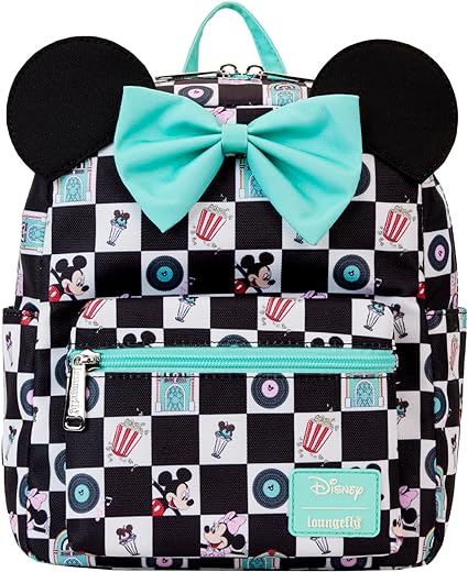 Loungefly Mickey & Minnie Date Night Diner Checkered Mini Backpack