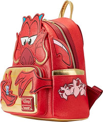 LOUNGEFLY Disney Mulan 25th Anniversary Mushu Glitter Cosplay Mini Backpack