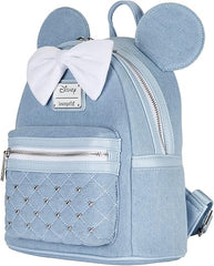 LOUNGEFLY Disney Minnie Mouse Denim Womens Double Strap Shoulder Bag Purse