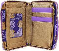 LOUNGEFLY Marvel Thanos Gauntlet Metallic Zip Around Wallet