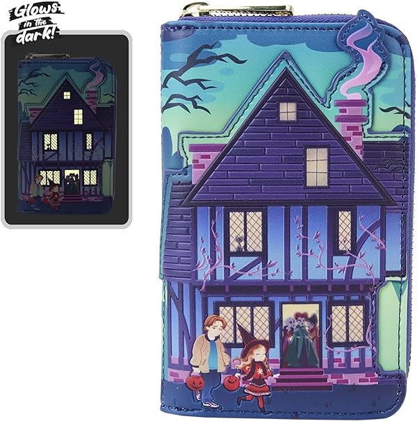 LOUNGEFLY Hocus Pocus Sanderson Sisters House Glow Zip Around Wallet