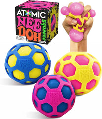 Schylling Atomic Nee Doh...Groovy Glob! Squishy, Squeezy, Stretchy Stress Fidget Balls Blue, Yellow & Pink Complete Gift Set Party Bundle - 3 Pack