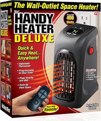 Ontel Handy Heater Deluxe with Remote | 400 Watt Plug-In Personal Heater | Compact Design | Quick and Easy Heat | Digital Display | Great for Travel | On/Off with Timer