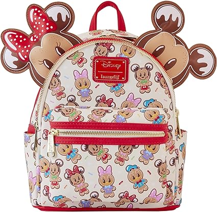 LOUNGEFLY Disney Mickey & Friends Gingerbread Cookie All-Over Print Mini Backpack With Ear Headband