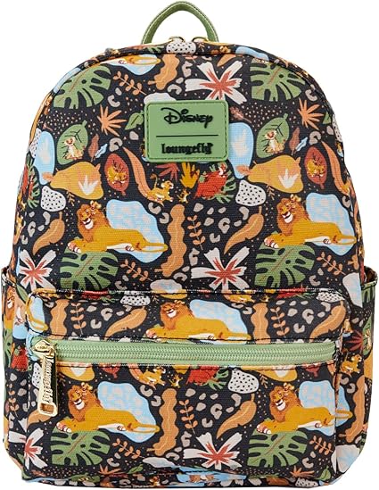 LOUNGEFLY Disney The Lion King 30th Anniversary Silhouette All-Over Print Canvas Square Mini Backpack