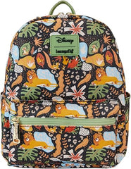 LOUNGEFLY Disney The Lion King 30th Anniversary Silhouette All-Over Print Canvas Square Mini Backpack