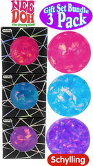 Nee-Doh Schylling Crystal Squeeze Groovy Glob! Squishy, Squeezy, Stretchy Stress Balls Blue, Pink & Purple Complete Gift Set Party Bundle - 3 Pack