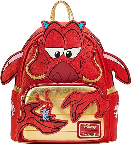 LOUNGEFLY Disney Mulan 25th Anniversary Mushu Glitter Cosplay Mini Backpack