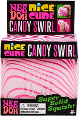 Schylling Candy Swirl Nice Cube - Sensory Squeeze Toy with Super Solid Squish - 2.25" Cube - Pink and White