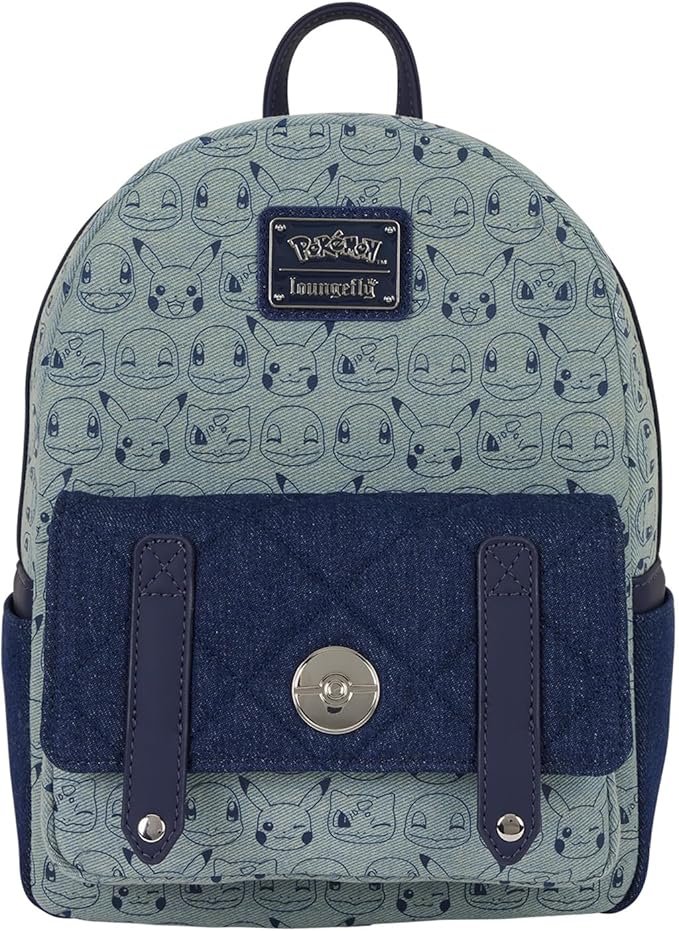 LOUNGEFLY Pokémon Faux Denim Mini Backpack