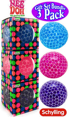 Nee-Doh Schylling Bubble Glob Groovy Glob! Squishy, Squeezy, Stretchy Stress Balls Blue, Pink & Purple Complete Gift Set Party Bundle - 3 Pack