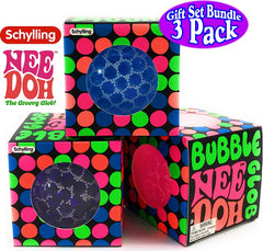 Nee-Doh Schylling Bubble Glob Groovy Glob! Squishy, Squeezy, Stretchy Stress Balls Blue, Pink & Purple Complete Gift Set Party Bundle - 3 Pack