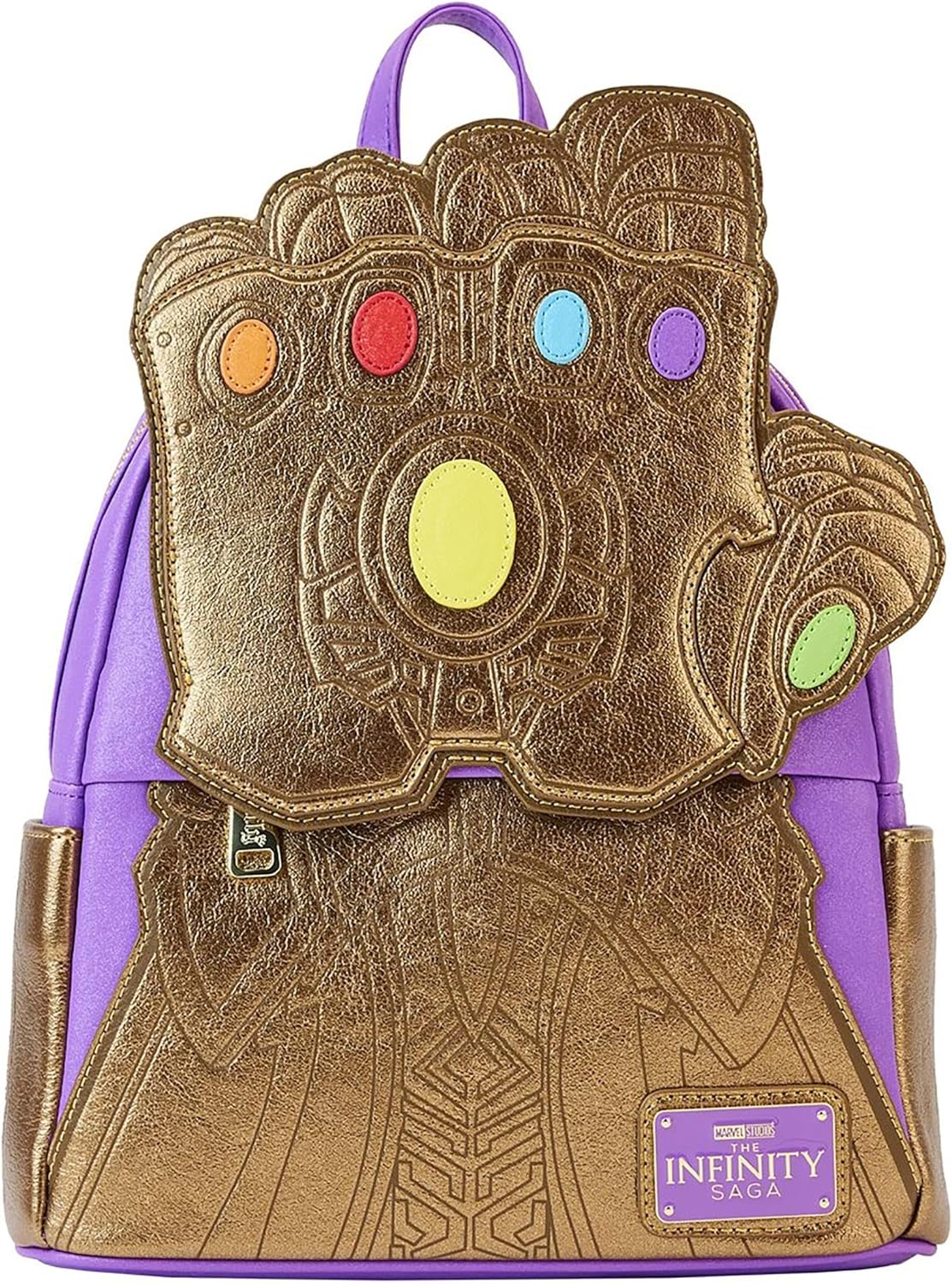 LOUNGEFLY Marvel Metallic Thanos Gauntlet Double Strap Shoulder Bag