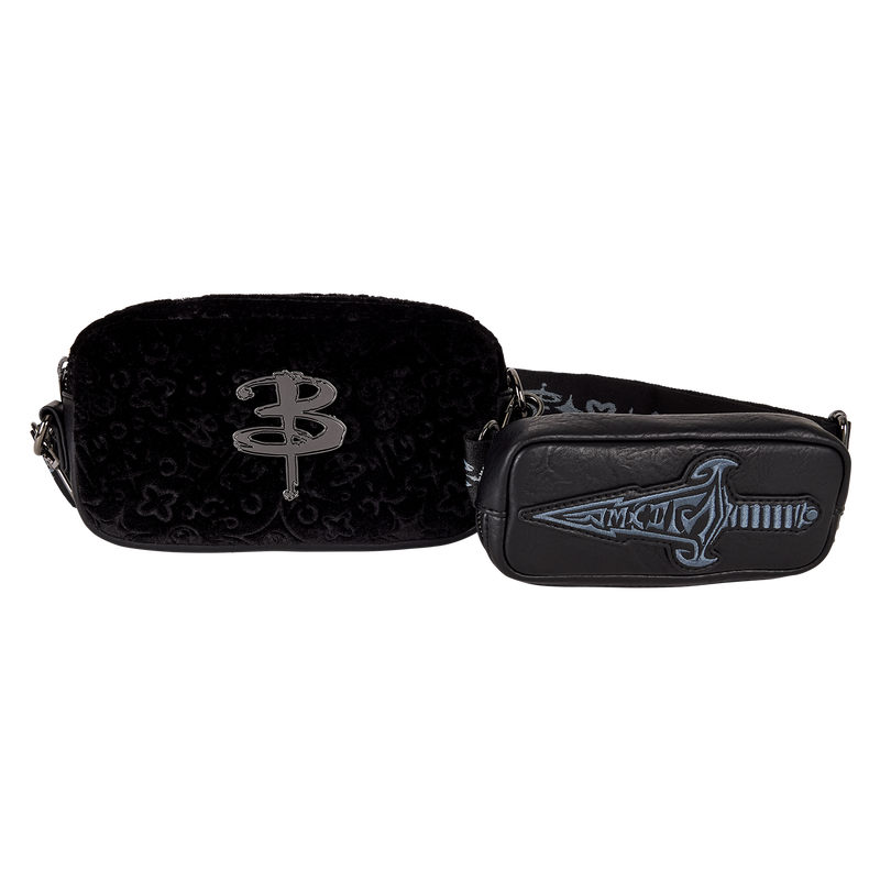 LOUNGEFLY Buffy the Vampire Slayer Velvet All-Over Print Sling Crossbody Bag with Coin Bag