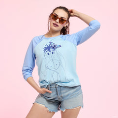 LOUNGEFLY Disney Winnie the Pooh Eeyore Shirred Raglan Tee Medium