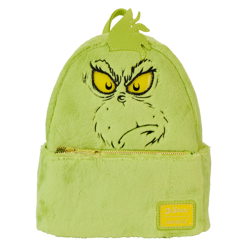 LOUNGEFLY Dr. Seuss' How The Grinch Stole Christmas! Plush Cosplay Light Up Mini Backpack