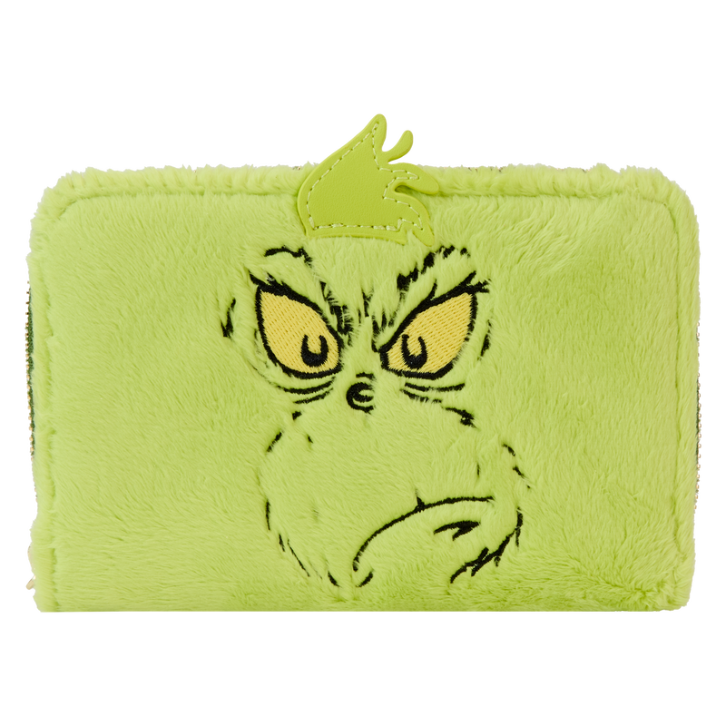 LOUNGEFLY Dr. Seuss' How The Grinch Stole Christmas! Plush Cosplay Glow Zip Around Wallet