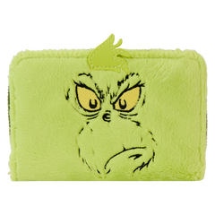LOUNGEFLY Dr. Seuss' How The Grinch Stole Christmas! Plush Cosplay Glow Zip Around Wallet