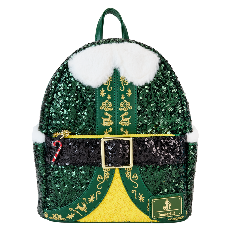 LOUNGEFLY Elf Buddy Sequin Cosplay Mini Backpack