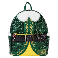 LOUNGEFLY Elf Buddy Sequin Cosplay Mini Backpack