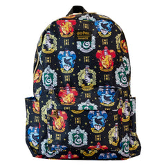 LOUNGEFLY Harry Potter Hogwarts Houses Backpack Inspired Nylon Backpack