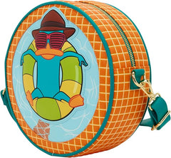 LOUNGEFLY  Disney: Phineas and Ferb - Perry the Platypus - Adjustable Shoulder Straps - Crossbody Bag - Great for Kids & Adults - Collectible Bags