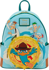 LOUNGEFLY Disney: Phineas and Ferb - Embroidered Characters Light-Up Mini Backpack - Gift for Kids & Adults – Collectible Bags