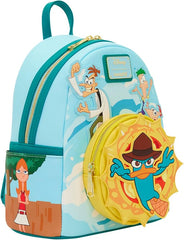 LOUNGEFLY Disney: Phineas and Ferb - Embroidered Characters Light-Up Mini Backpack - Gift for Kids & Adults – Collectible Bags