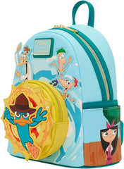 LOUNGEFLY Disney: Phineas and Ferb - Embroidered Characters Light-Up Mini Backpack - Gift for Kids & Adults – Collectible Bags