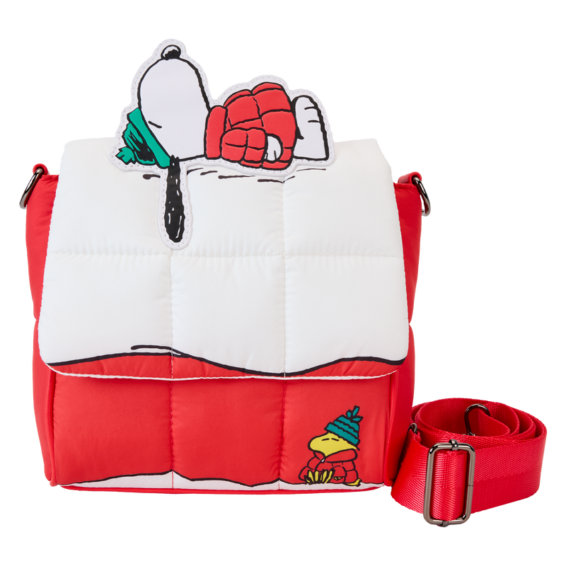 LOUNGEFLY Peanuts Snoopy Woodstock Snow Day Doghouse Crossbody Bag