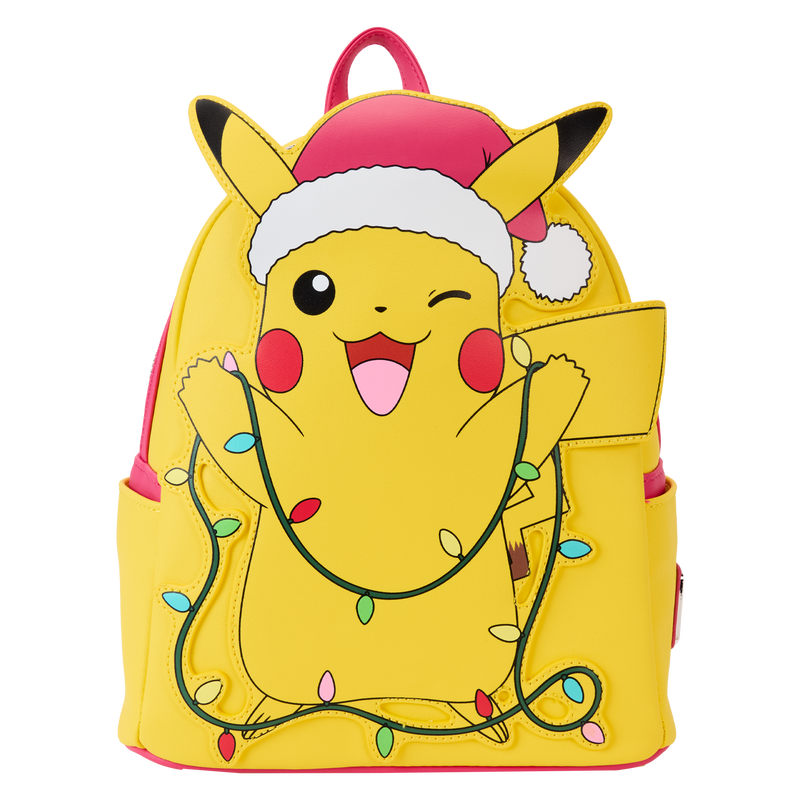 LOUNGEFLY Pokémon Santa Pikachu Christmas Lights Light Up Mini Backpack