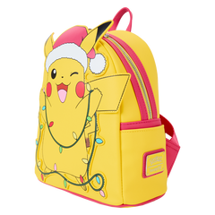 LOUNGEFLY Pokémon Santa Pikachu Christmas Lights Light Up Mini Backpack