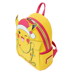 LOUNGEFLY Pokémon Santa Pikachu Christmas Lights Light Up Mini Backpack