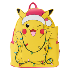 LOUNGEFLY Pokémon Santa Pikachu Christmas Lights Light Up Mini Backpack