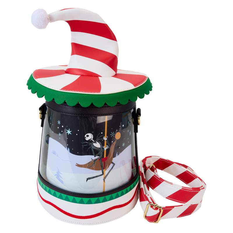 LOUNGEFLY The Nightmare Before Christmas Candy Cane Carousel Spinning Figural Crossbody Bag