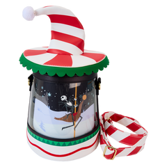 LOUNGEFLY The Nightmare Before Christmas Candy Cane Carousel Spinning Figural Crossbody Bag
