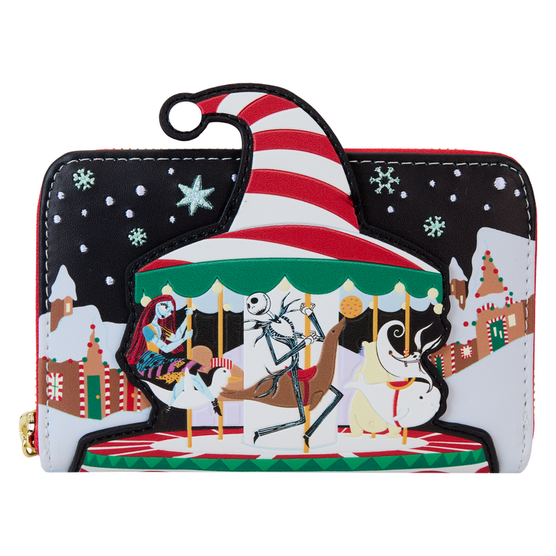 LOUNGEFLY The Nightmare Before Christmas Candy Cane Carousel Zip Around Wallet