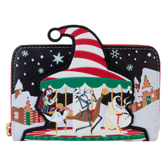 LOUNGEFLY The Nightmare Before Christmas Candy Cane Carousel Zip Around Wallet