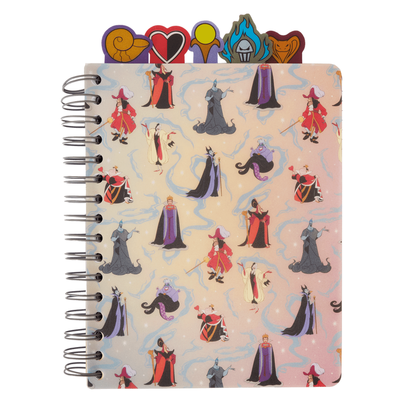 LOUNGEFLY Disney Villains Iridescent All-Over Print Stationery Spiral Tab Journal