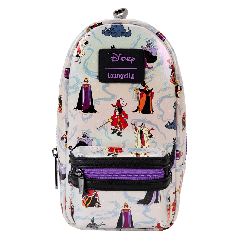 LOUNGEFLY Disney Villains Iridescent All-Over Print Stationery Mini Backpack Pencil Case