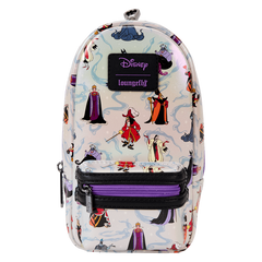 LOUNGEFLY Disney Villains Iridescent All-Over Print Stationery Mini Backpack Pencil Case