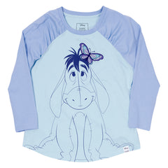 LOUNGEFLY Disney Winnie the Pooh Eeyore Shirred Raglan Tee Large