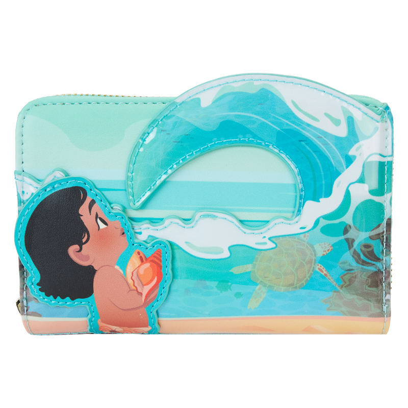 LOUNGEFLY Disney Moana Ocean Waves Zip Around Wallet