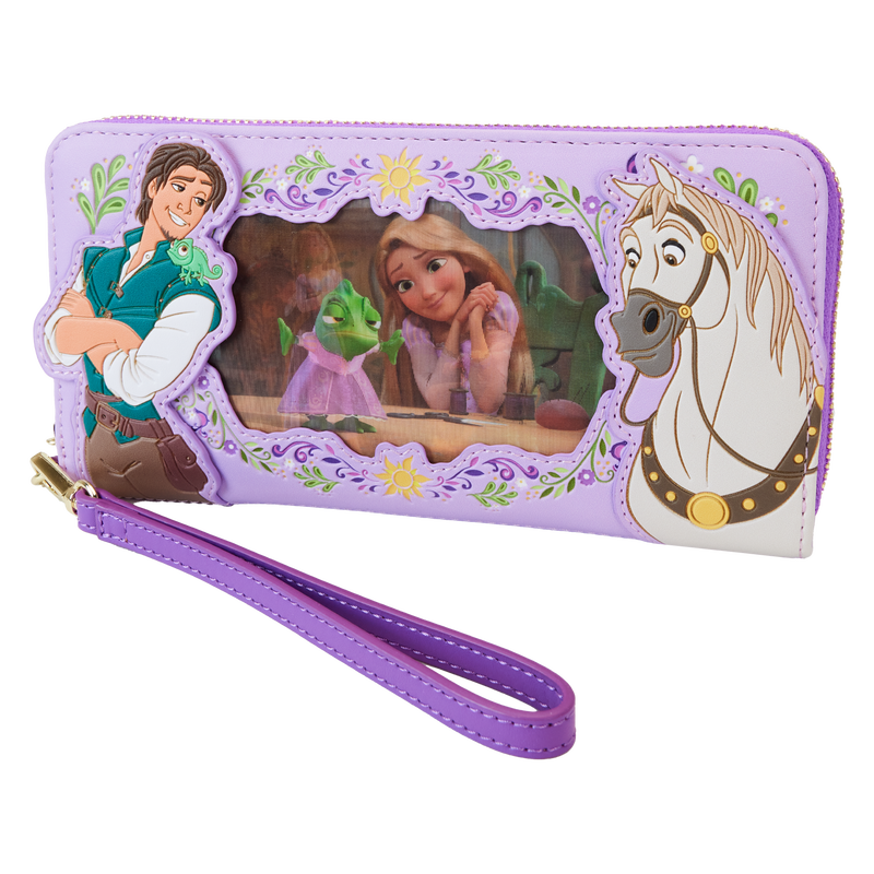 LOUNGEFLY Disney Tangled Rapunzel Lenticular Zip Around Wristlet Wallet