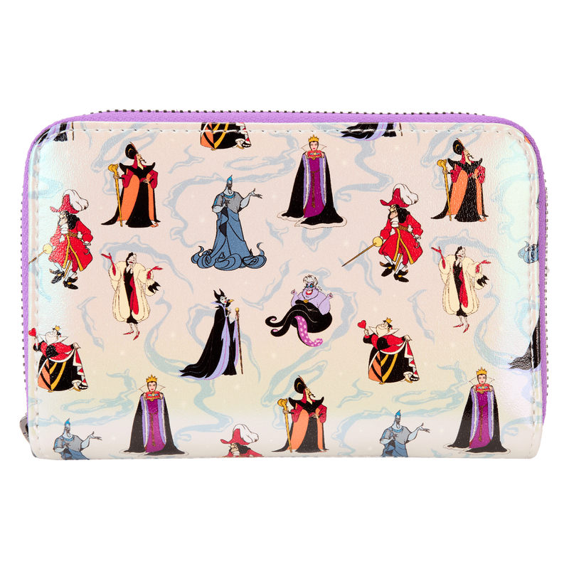 LOUNGEFLY Disney Villains Iridescent All-Over Print Zip Around Wallet