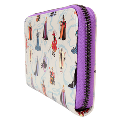 LOUNGEFLY Disney Villains Iridescent All-Over Print Zip Around Wallet