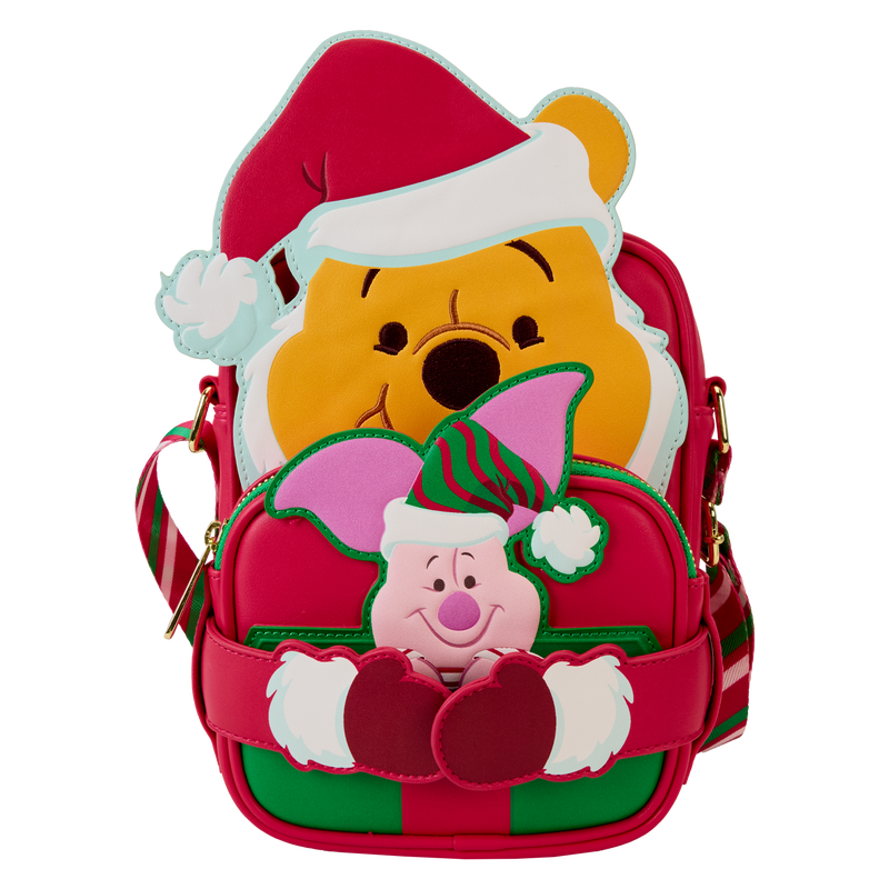 LOUNGEFLY Winnie The Pooh Santa Winnie & Piglet Crossbuddies Cosplay Crossbody Bag With Coin Bag