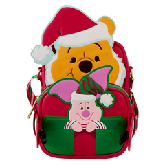LOUNGEFLY Winnie The Pooh Santa Winnie & Piglet Crossbuddies Cosplay Crossbody Bag With Coin Bag